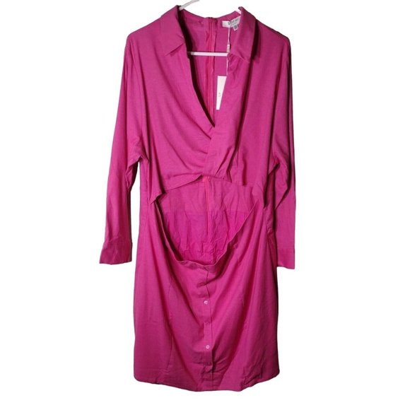 Simmi London Dress Womens 18 Pink Long Sleeve Wrap Top Open Front - Picture 1 of 11